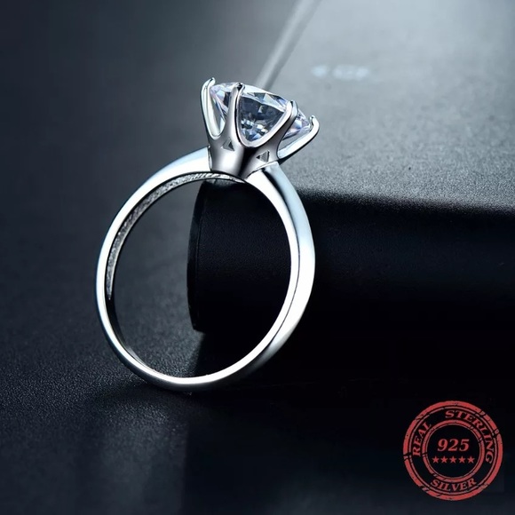 3.67Ct Round Cut Lab Diamond Silver Solitaire Ring - Picture 13 of 17